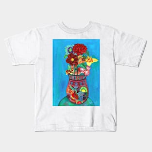 Mexican Flowers in a Mexican Vase, Flowers in a Vase Series Kids T-Shirt